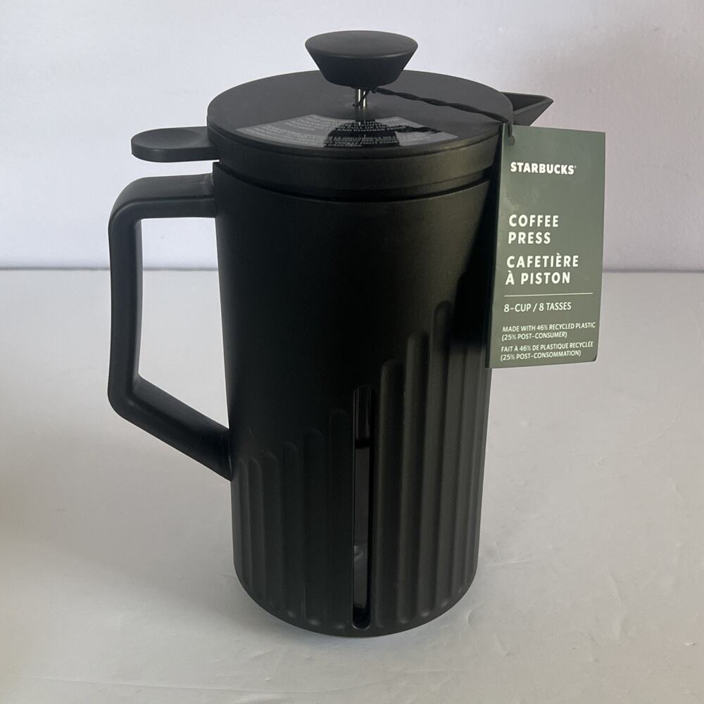 Starbucks French Press 8 cup Coffee Scoop & Instructions Black Carafe Pitcher
